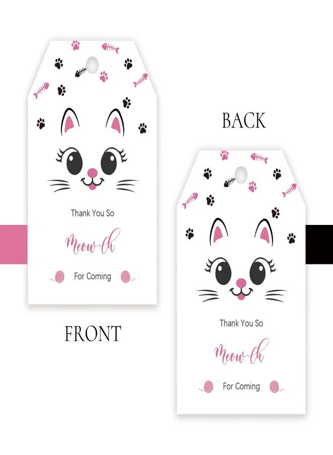 FORSHEEP 50pcs Cat Thank You Tags, Kitty Gift Tag with String for Birthday Party, Thank You Paper Tags for Girl Birthday/Pet Cat Themed Gender Reveal Party Favors - Image 4